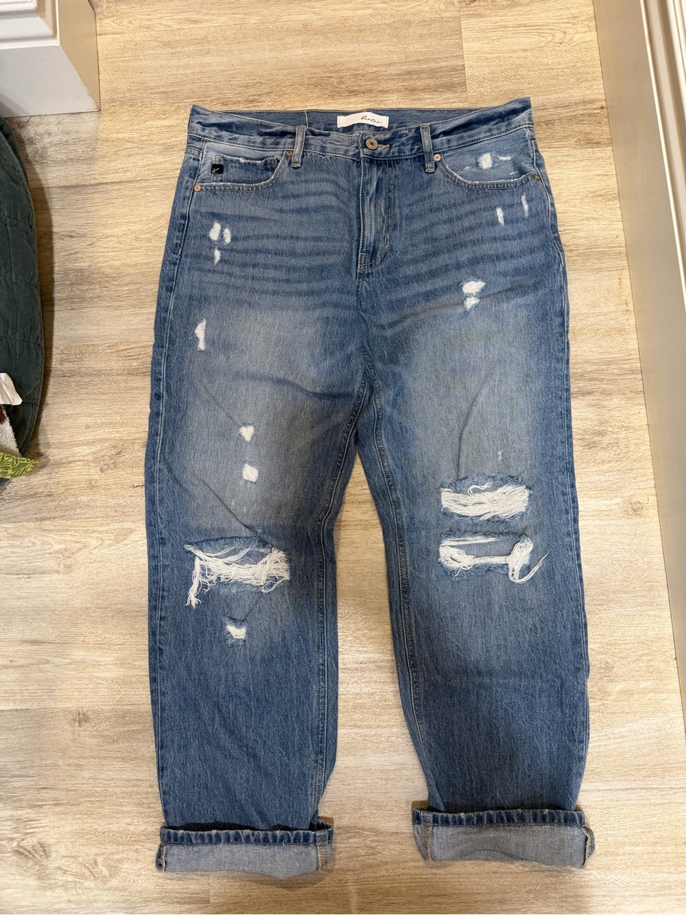Women's Relaxed Distressed Blue Jeans